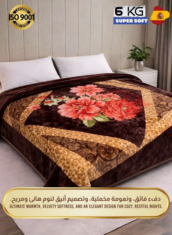 Premium 6kg Super Soft Floral Blanket – Premium Brown Vintage Flower Design Cozy Blanket - Image 2